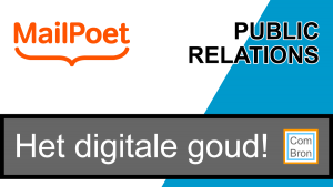 Afbeelding met het logo van MailPoet. Start een nieuwsbrief het digitale goud. Public relations.