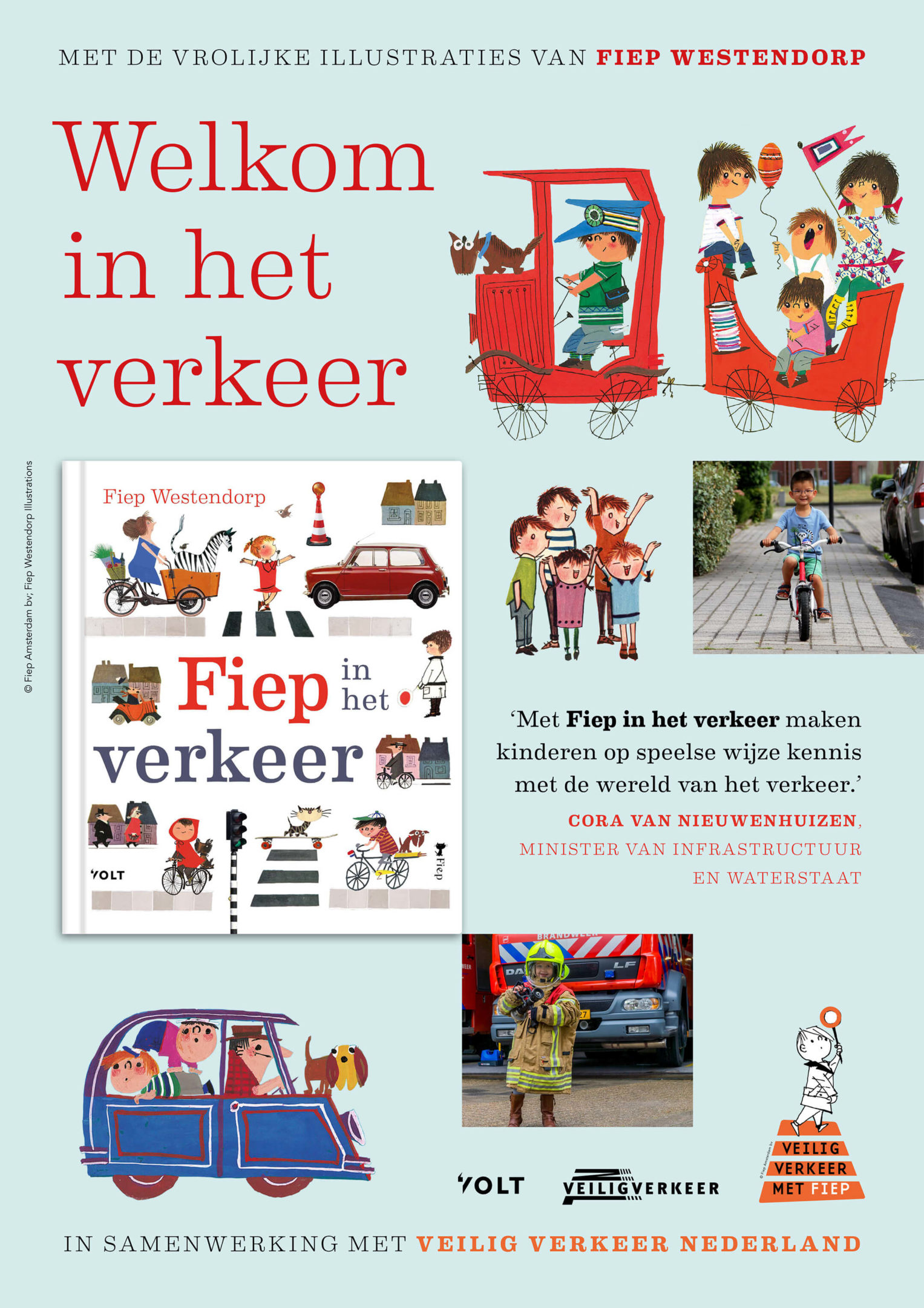 Poster "Fiep in het verkeer" kinderboekenweek.
