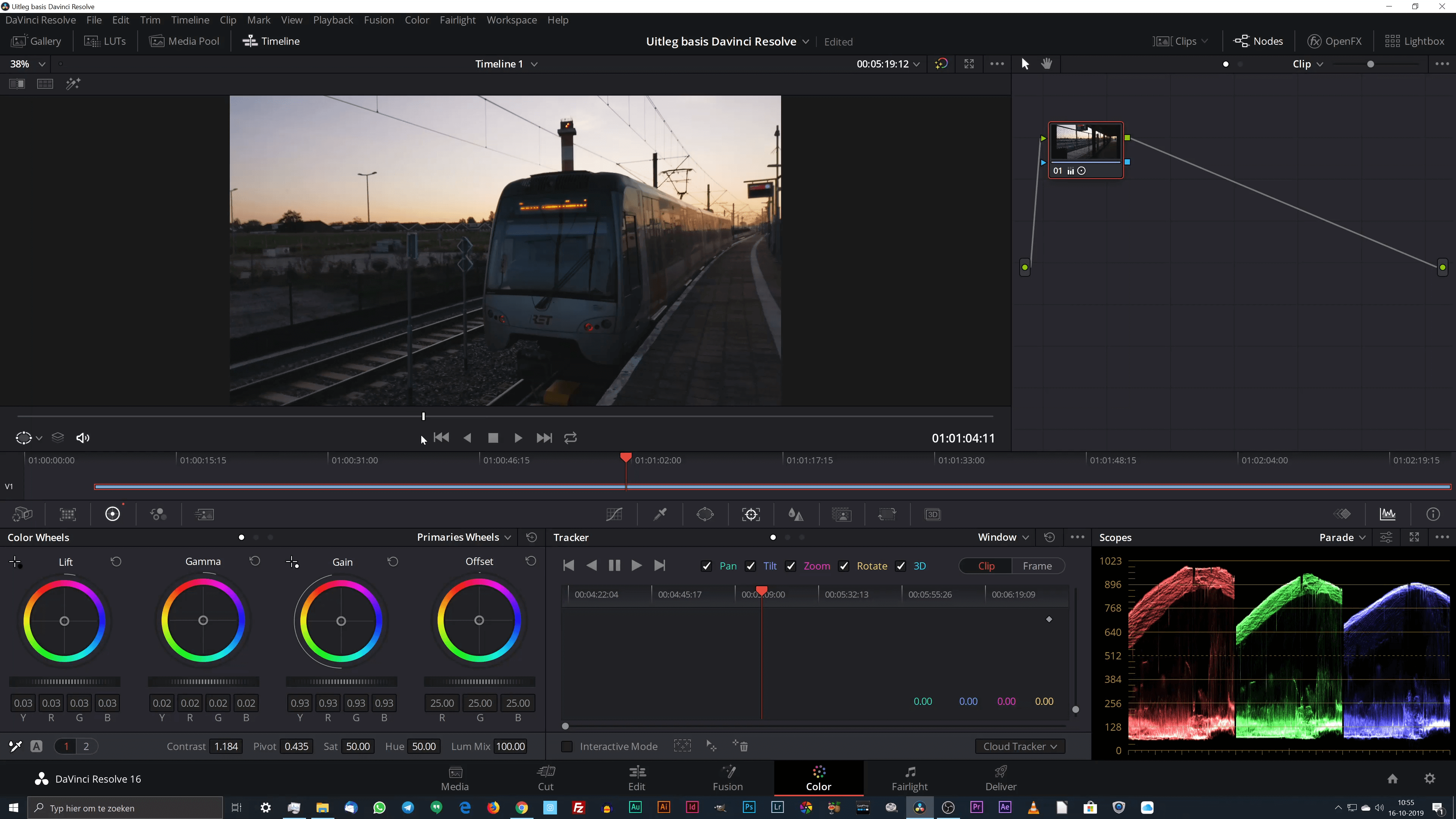 Belichting video aanpassen met DaVinci Resolve en tijdens het bewerken van de video het contrast aanpassen.