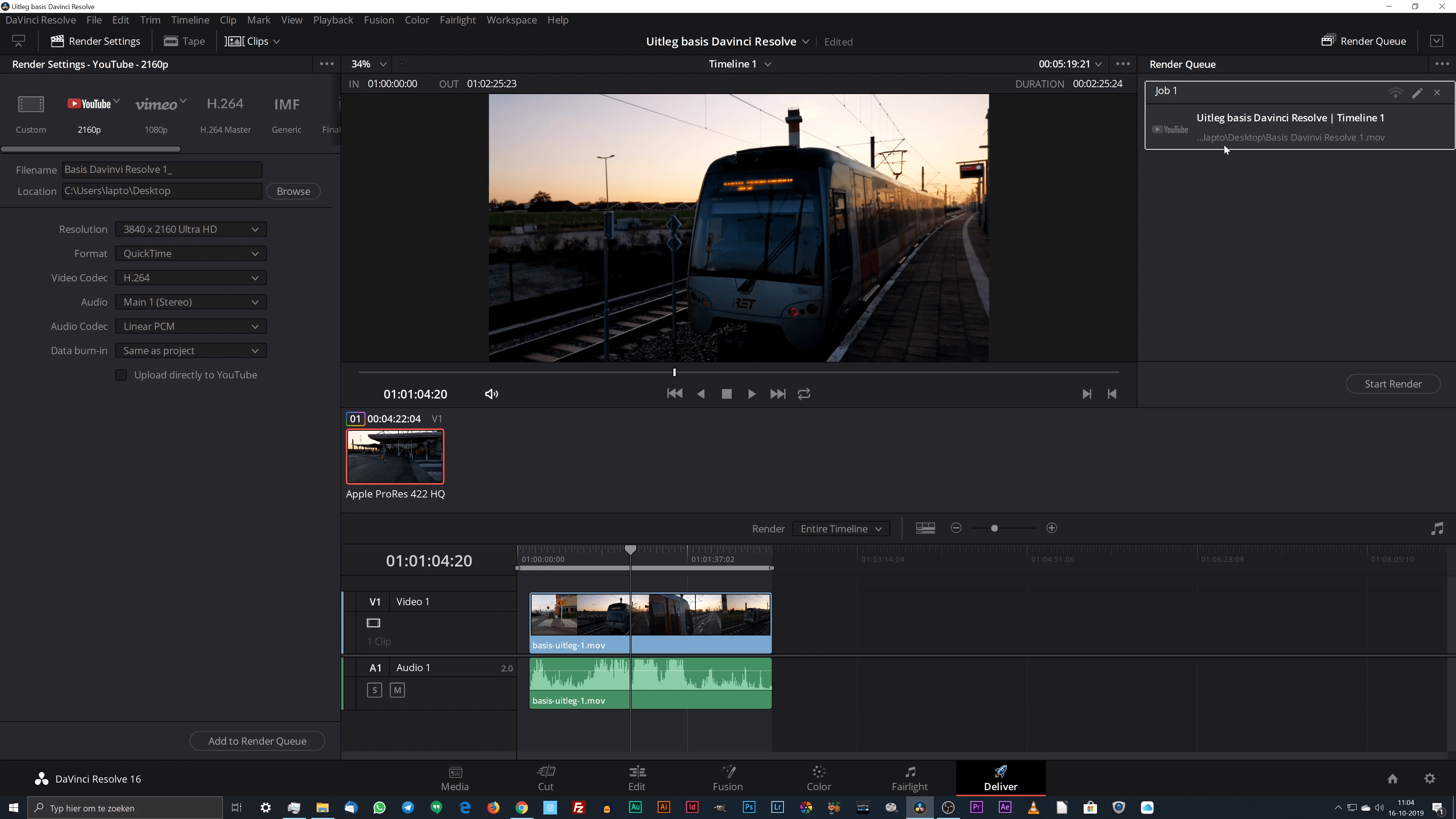 Video renderen met DaVinci Resolve.