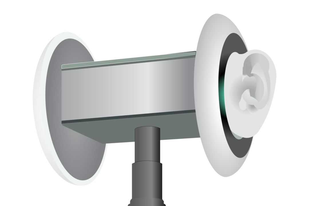 Tekening van een 3 DIO binaural microphone.