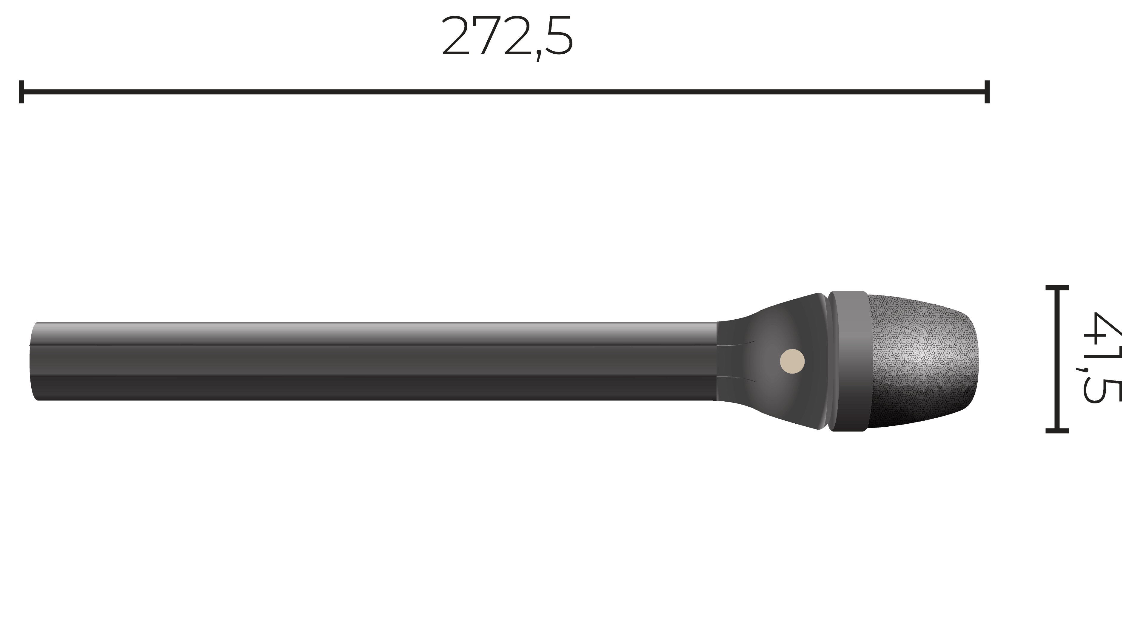 Afmetingen van de Rode Reporter microfoon.