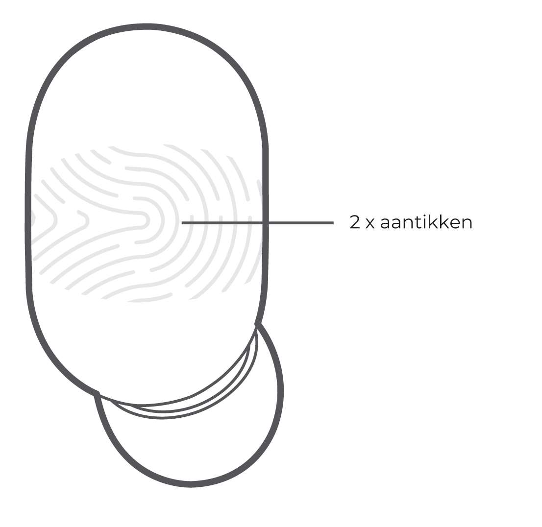 Tekening om uit te leggen hoe je de spraakassistent kan activeren terwijl je de Xiaomi bluetooth oortjes draagt.