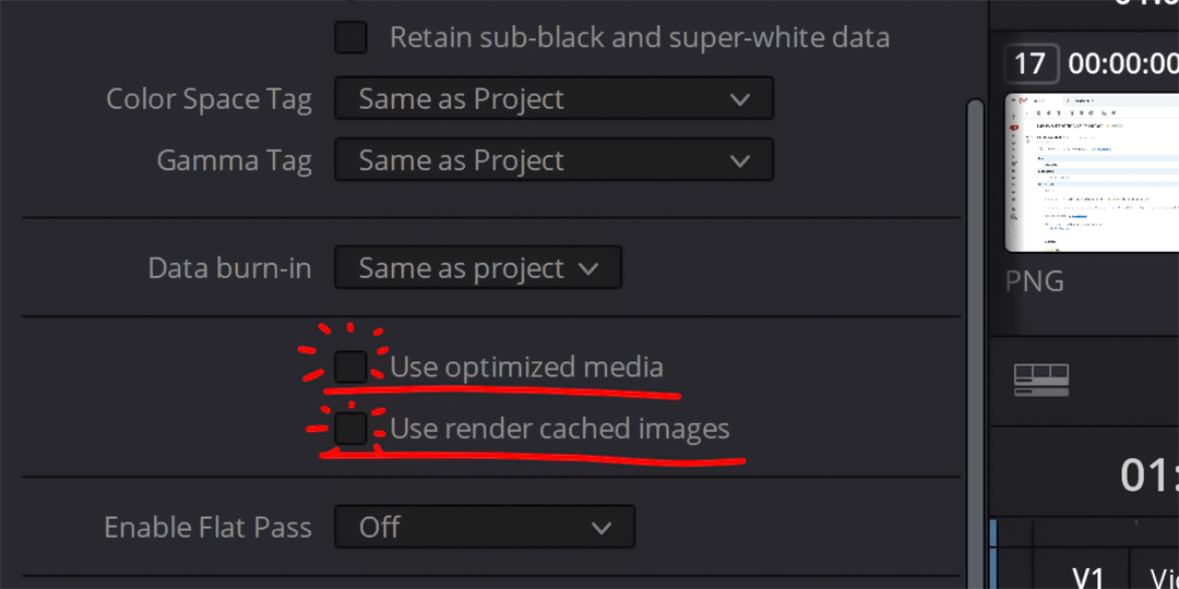 Screendump Deliver DaVinci Resolve met de aandacht gericht op het deel waar gekozen moet worden voor het gebruik van optimized media en render caches images tijdens het renderen van het eindproduct.