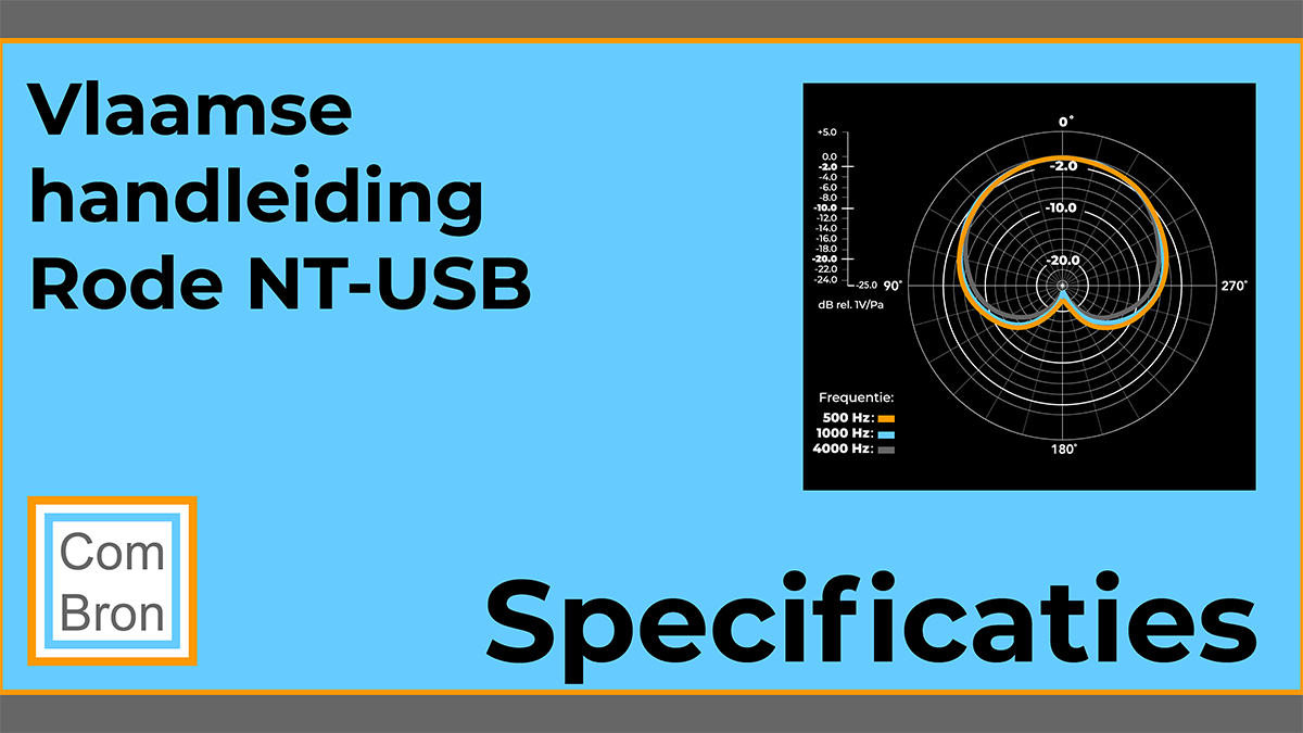 Specificaties Rode NT-USB microfoon (Vlaamse handleiding).