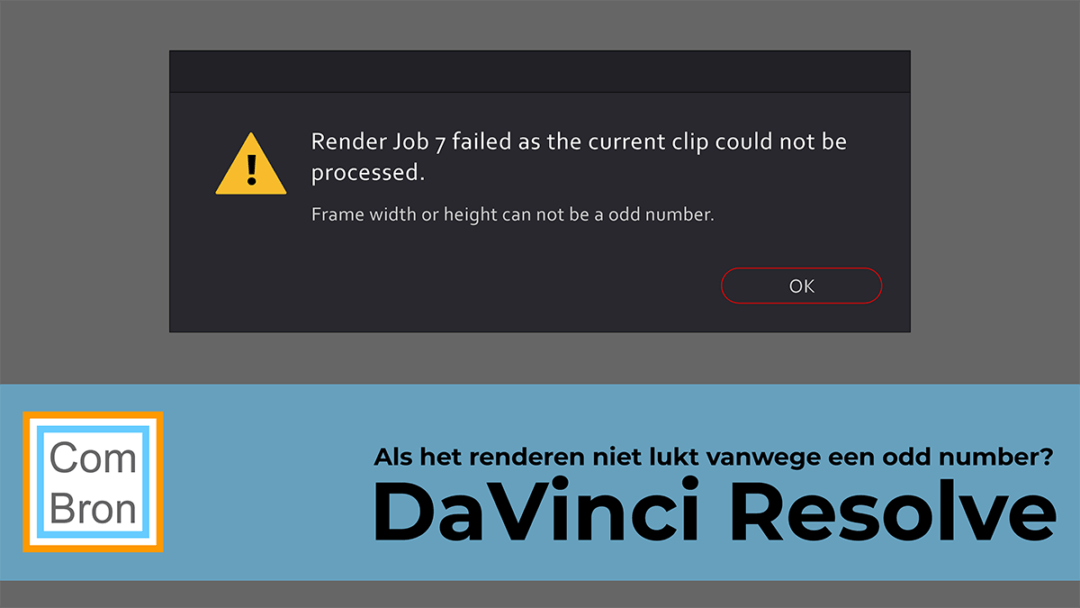 Melding Render Job failed as the current clip could not be processed. Frame width or height can not be an odd number in DaVinci Resolve.
