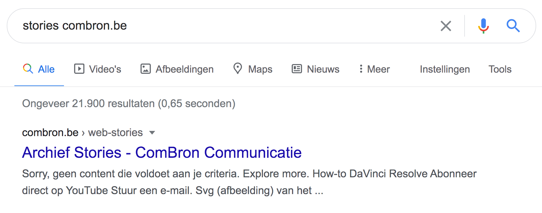 Archief Web Stories verkeerd ingesteld.