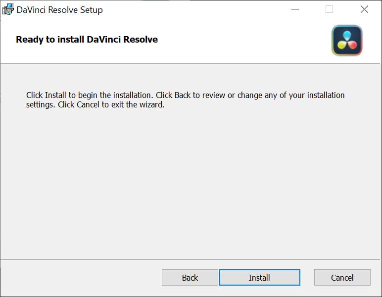 Starten installatie DaVinci Resolve.