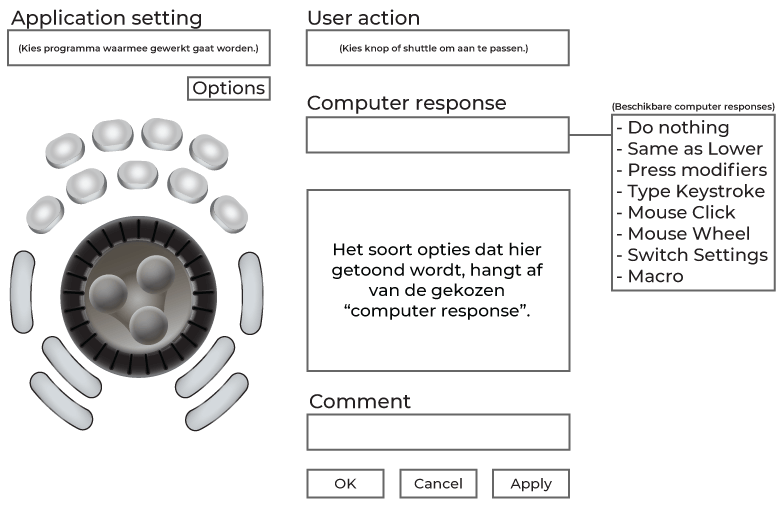 Grafische uitleg instellingen Contour ShuttlePRO v2 driver Windows.
