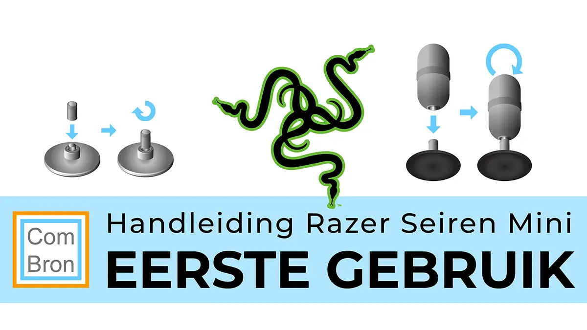 Foto bij het hoofdstuk van de Nederlandse handleiding over het eerste gebruik van de Razer Seiren Mini usb-microfoon.